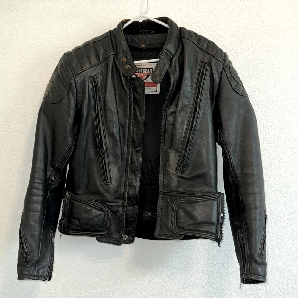VINTAGE FIRSTGEAR HEIN GERICKE MOTORCYCLE JACKET LEATHER HEAVY DUTY PADDED